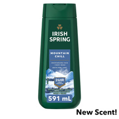 Irish Spring Mountain Chill Body Wash bottle pour delivers a crisp, invigorating wash.