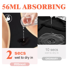 IRISMORII leak-proof underwear side profile shows comfortable high waist fit and coverage.