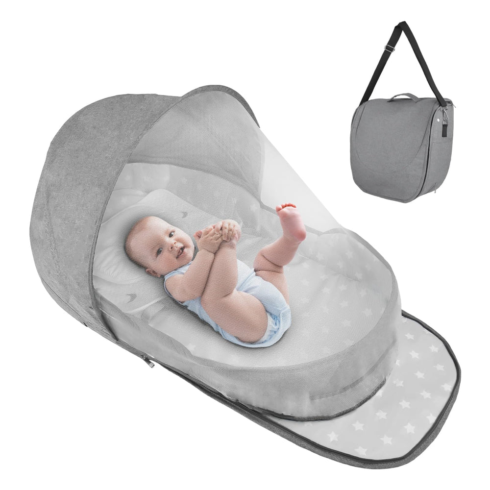 ISELECTOR portable bassinet in backpack mode for easy travel with baby
