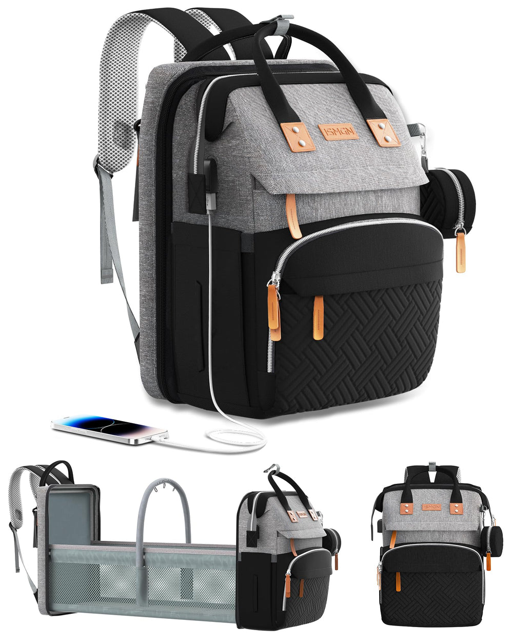 ISMGN diaper bag backpack with changing-station for easy on-the-go changes.