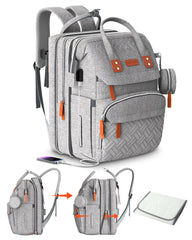 ISMGN Extra Large Diaper Bag Backpack in UG Grey with waterproof fabric for mess-free outings.
