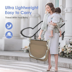 ISELECTOR bassinet includes mosquito net and sunshade for outdoor comfort.