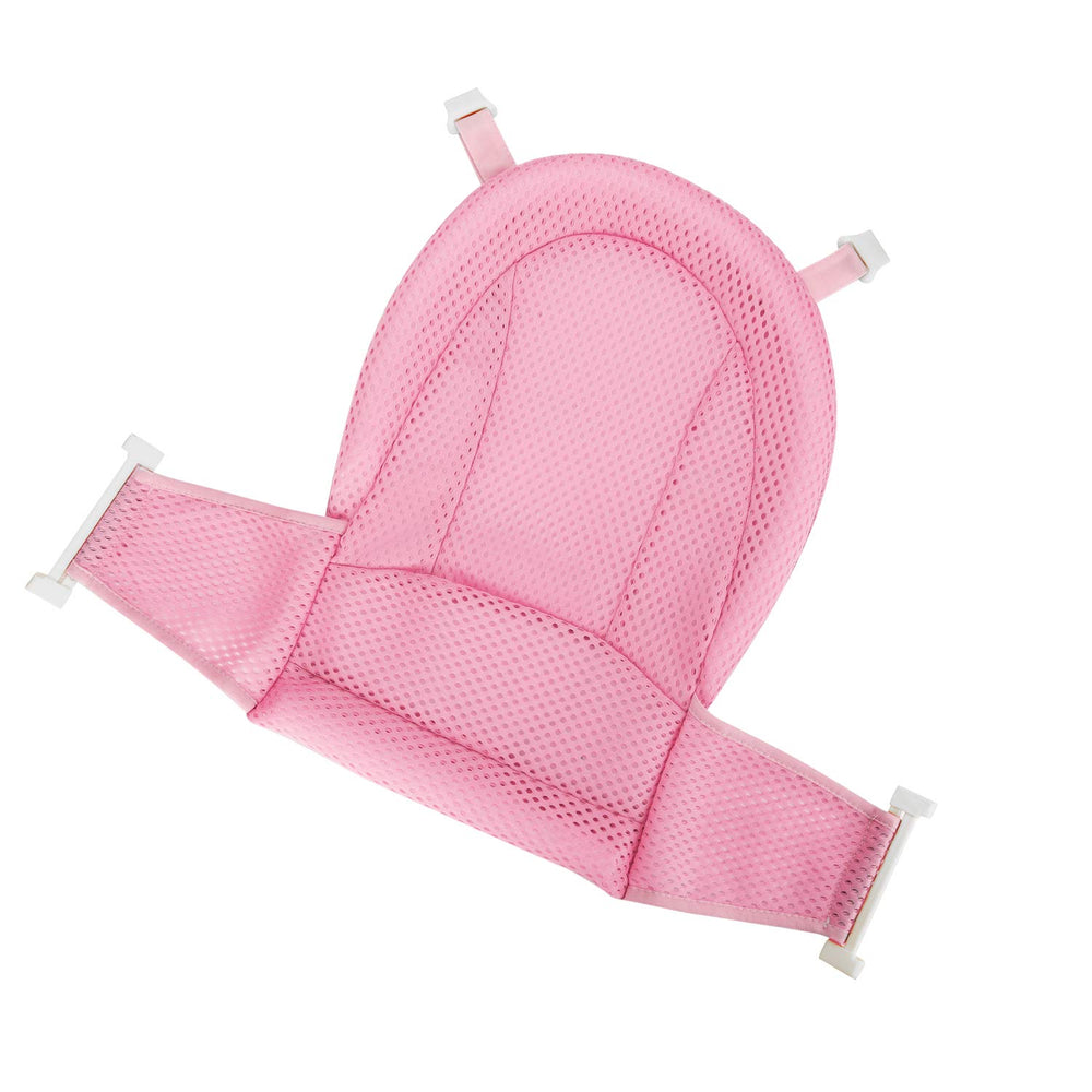 ITODA net baby bath seat cushion close-up on cotton fabric for gentle, quick-dry bathing