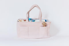Itsy Bitsy Tot Diaper Caddy pink curdoroy with multiple compartments for quick supplies