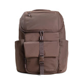 Itzy Ritzy Belong Bucket Backpack Mocha front view with organized pockets for quick access