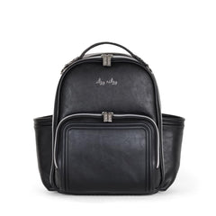 Itzy Ritzy mini plus diaper bag backpack front view shows chic compact design for on-the-go parenting