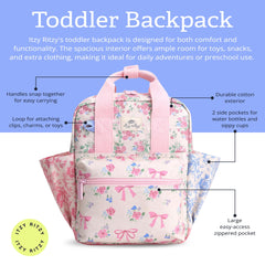Itzy Ritzy backpack side pockets designed for water bottles during outings.