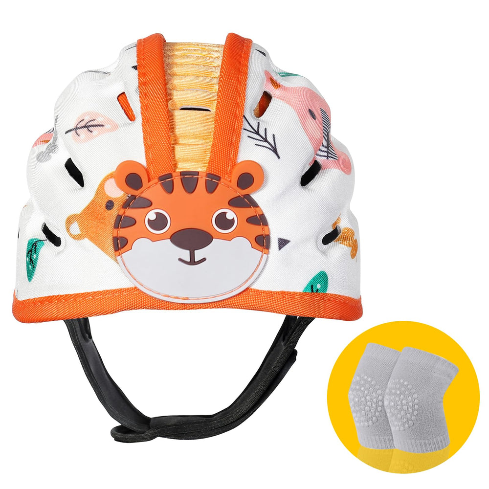 IvyWind Baby Safety Helmet orange tiger front offers ultralight protection for toddlers