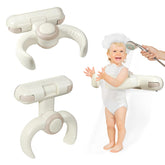 IvyWind baby shower stand folded against the wall to save bathroom space.