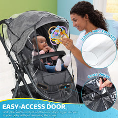 Expandable opening lets you lift your baby in and out quickly.