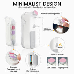 IvyWind quiet motor demonstrates low-noise operation during bedtime nail trimming.