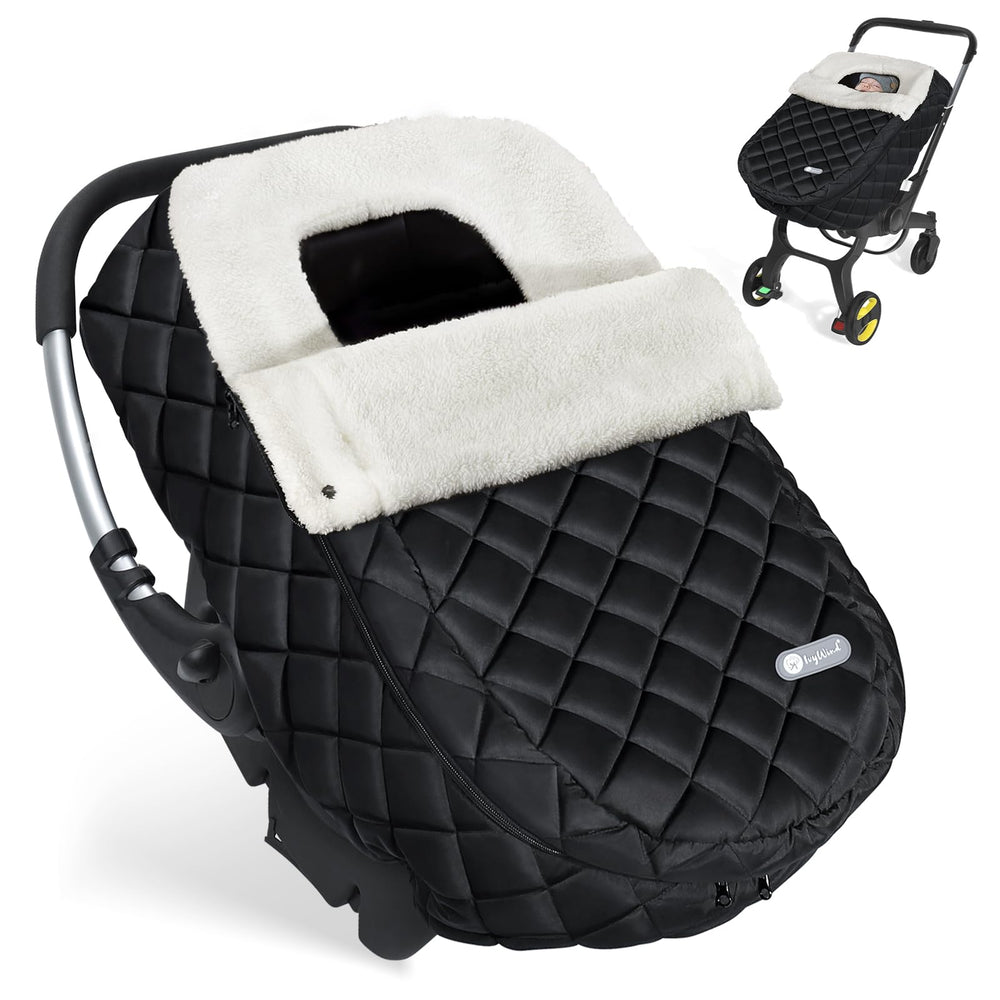IvyWind Winter Car Seat Cover wrap protects baby from wind and cold.