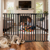 IXARO extra-wide baby gate extended to fit doorways and stairs for versatile safety.
