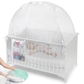 Izybu crib tent with breathable mesh for baby comfort.
