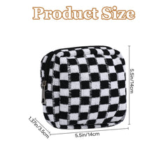 Jaarssho small knit-checkered pouch with hidden zipper for private feminine items