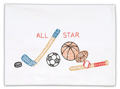 Jack Dempsey Needle Art sports child pillowcase, front view, washable ink