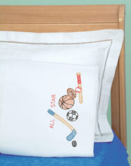 Jack Dempsey Needle Art sports child pillowcase stitch detail with durable edges