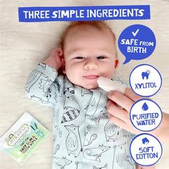 Jack N' Jill wipes with soft sterilized cotton texture for tender mouths.