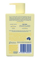 Jack N' Jill natural baby wash creates a light, unscented lather for sensitive skin.