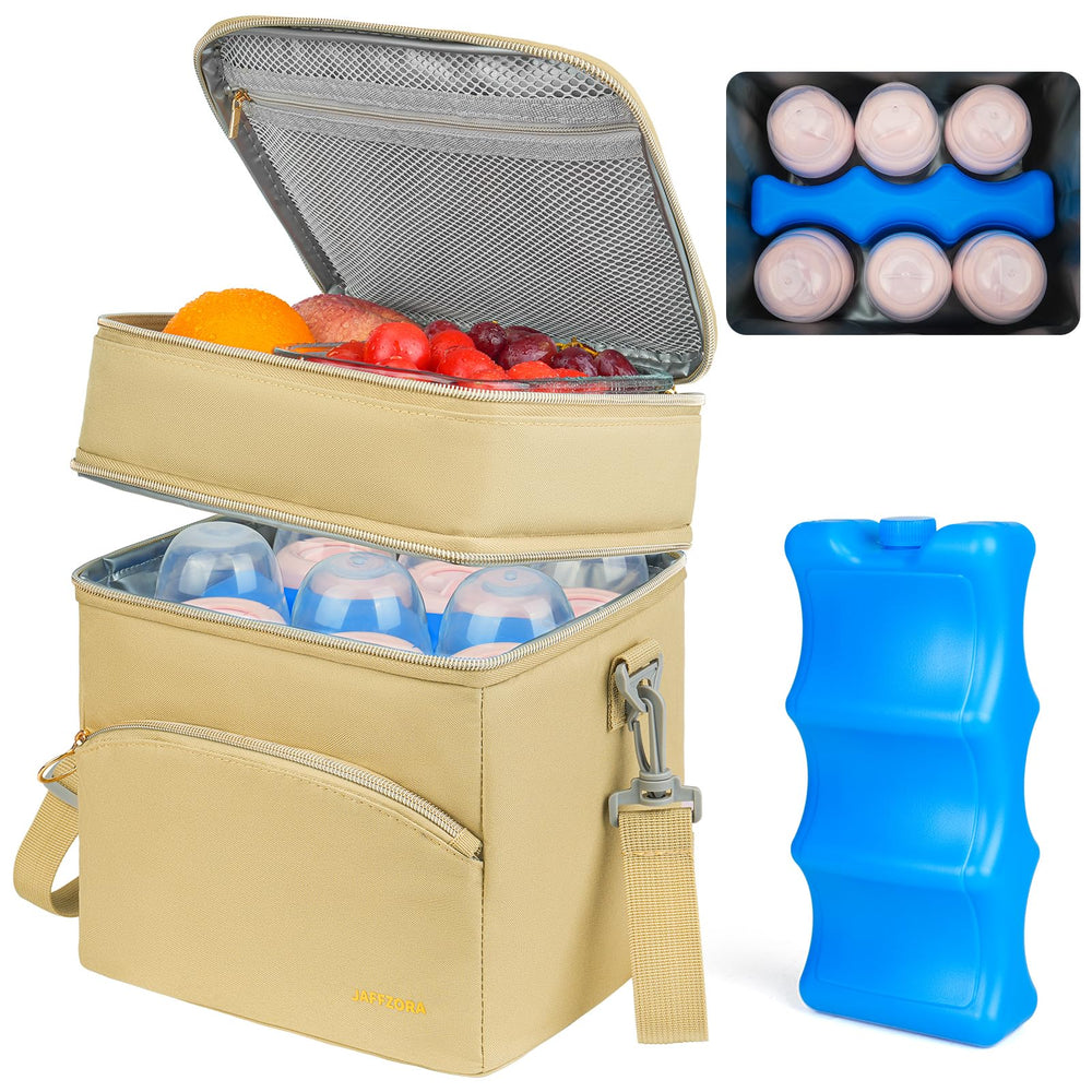 Jaffzora breastmilk cooler bag top view with dual insulation