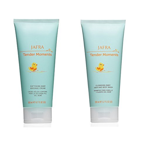 JAFRA Tender Moments hair and body wash with baby massage cream, gentle cleansing for delicate skin.