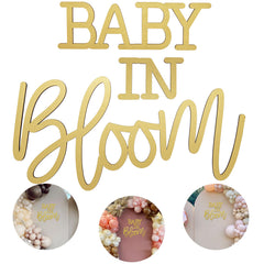 JALANCY Baby in Bloom sign in gold for elegant baby shower decor