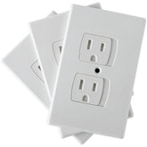 Jambini self-closing outlet covers 3-pack closeup, reducing access to outlets.