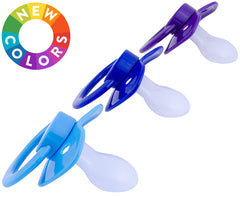 J&Or pacifier shield closeup highlighting large shield for airflow and stability.