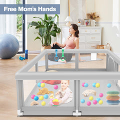 Jaobeem playpen with 360-degree vision mesh for easy monitoring.