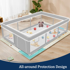 Jaobeem playpen features skin-friendly fabric for gentle contact with babies.