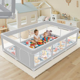 Jaobeem baby playpen with mat top view shows a safe, supervised play space.
