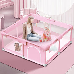 Jaobeem pink baby playpen assembly promotes quick, safe setup for playtime.