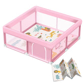 Jaobeem pink baby playpen with mat creates a safe play area for curious toddlers.