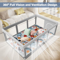 Jaobeem playpen anti-slip base helps keep the space steady on floors.