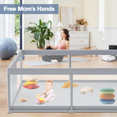 Jaobeem playpen with two zipper doors for easy access and supervision