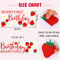 JarThenaAMCS Berry First Birthday wall sticker in pink, red, white color scheme for a vibrant theme