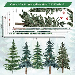 JarThenaAMCS Christmas watercolor pine tree wall sticker roll creates cozy winter vibes on doors.