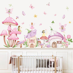 JarThenaAMCS fairy mushroom wall decal set adds whimsy to nursery walls.