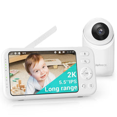 Jartoo 2K camera with pan-tilt for full nursery coverage and clarity.