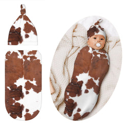 Jarverce cowhide print swaddle blanket for babies, cozy wrap for peaceful naps