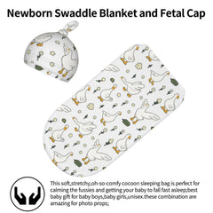 Jarverce Goose Swaddle Blanket hat set highlights adorable design for newborn photography.