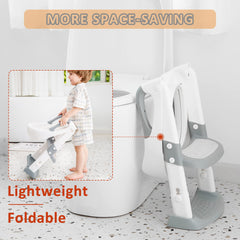 JASSONE Potty Seat footrest movement allows comfortable step positioning.