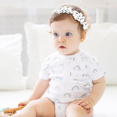 Jawfait headband worn on baby girl for christening or photo shoot