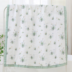 Jay & Ava Soft Cotton Muslin Blanket on toddler bed showing four-layer warmth