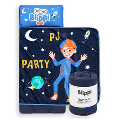 Jay Franco Blippi nap mat with embedded pillow blue for cozy school naps