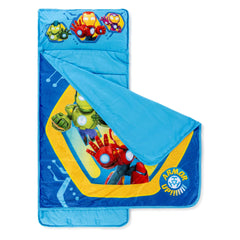 Close-up of the built-in blanket on the Jay Franco Iron Man nap mat