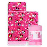 Jay Franco Minnie Mouse nap mat with built-in blanket for cozy preschool naps.