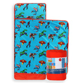 Jay Franco Marvel nap mat with embedded pillow in blue for easy transport