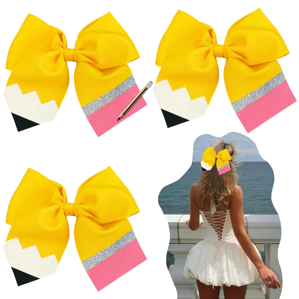 JDNBFN Greentea 8-inch bow crown with yellow ribbon for school outfits.