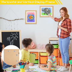 JDZIVTOP 3Pack Kids Art Frames Woodgrain front-opening design enables easy artwork changes.